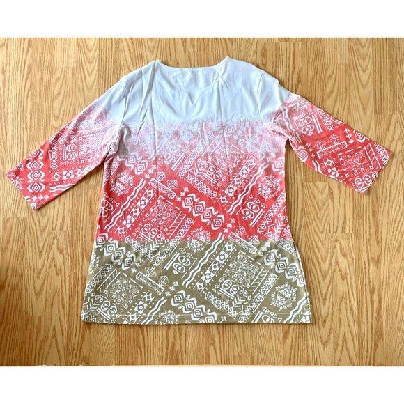 Southern Lady Tunic Top for Women Sz M Ombre Colors w/ Aztec Designs - Picture 6 of 11